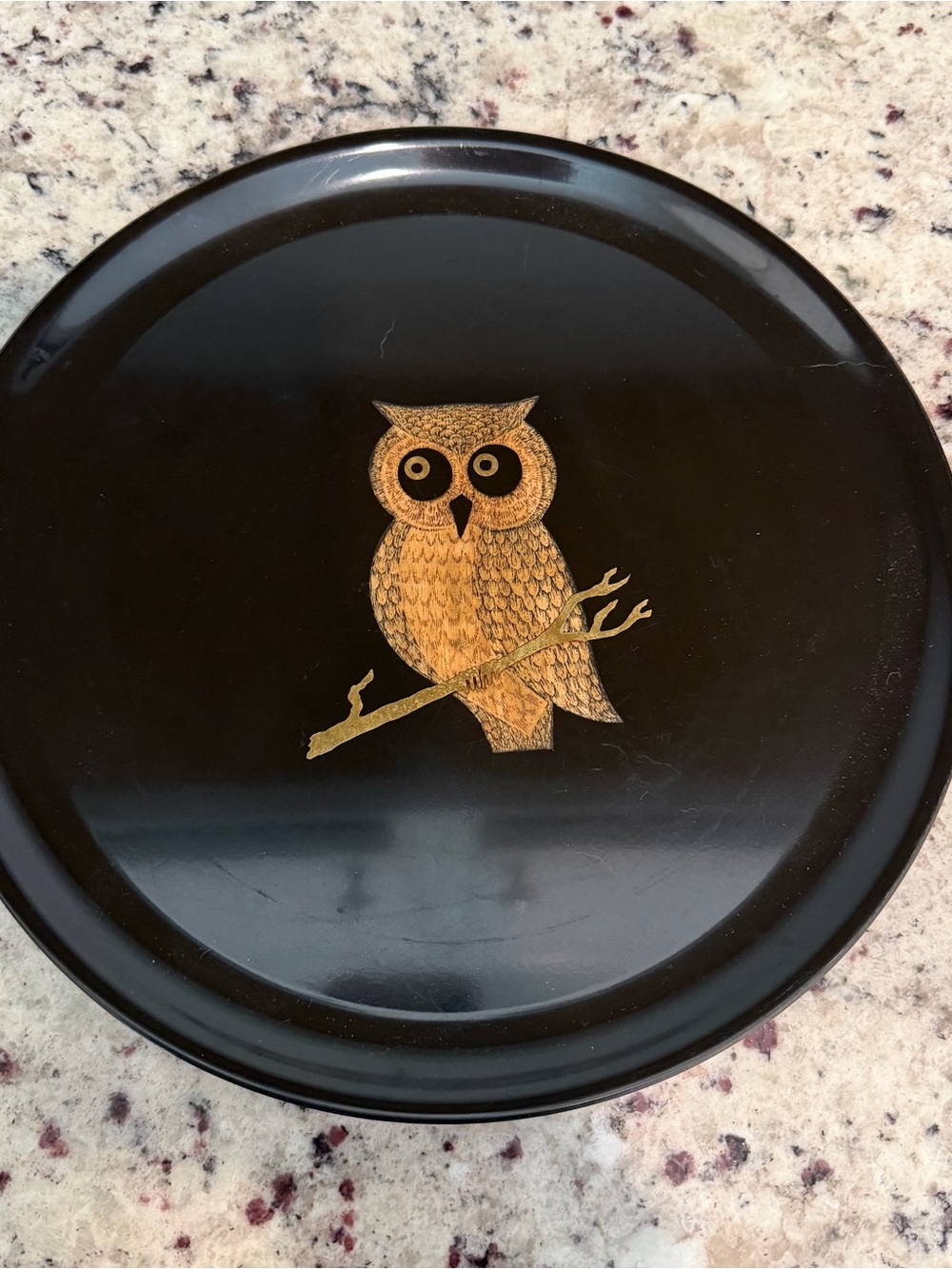 Vintage Mid-Century MCM Couroc of Monterey Owl Serving Tray
